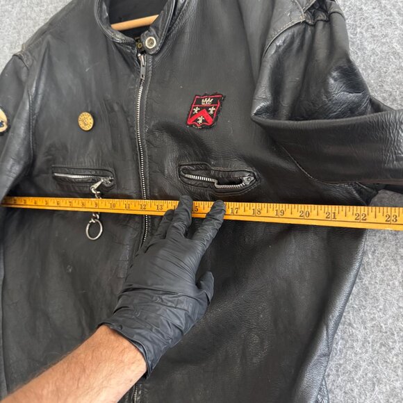 60s Brooks Cafe Racer Vintage Leather Motorcycle Triumph Jacket Large 44 - Picture 2 of 8